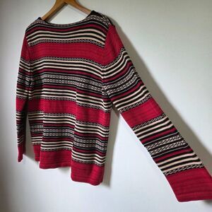 EUC VINTAGE LAUREN RALPH LAUREN BOAT NECK STRIPED COTTON SWEATER TOP SIZE L